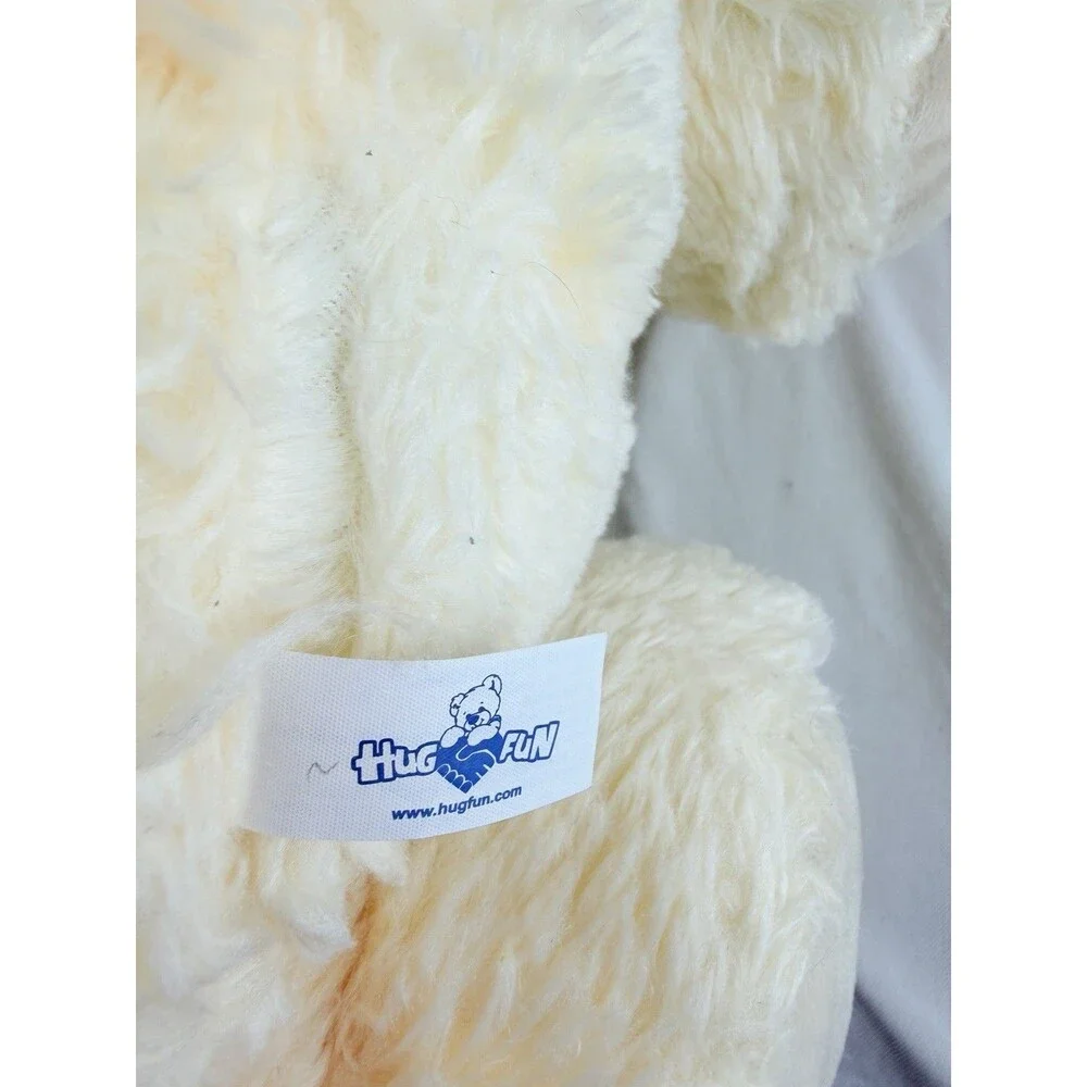 HugFun Teddy Bear Plush 21” Cream White Pink Heart Paws Soft Stuffed Animal